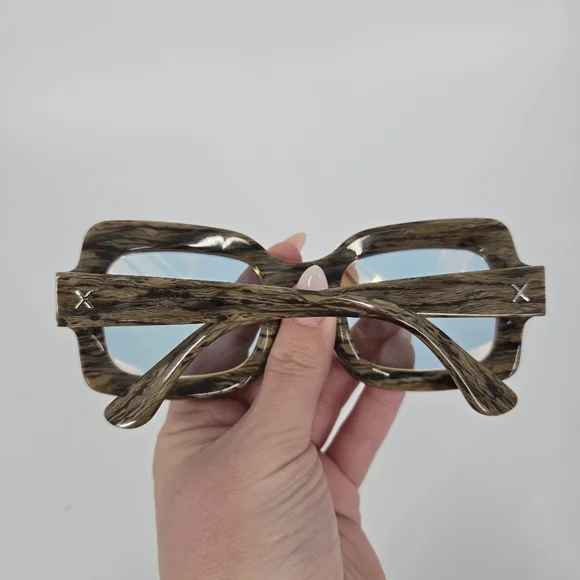 Dax Gabler Oversize Square Sunglasses Wood Grain Frame Devi Kroell 135mm 109-A05 - Picture 2 of 14